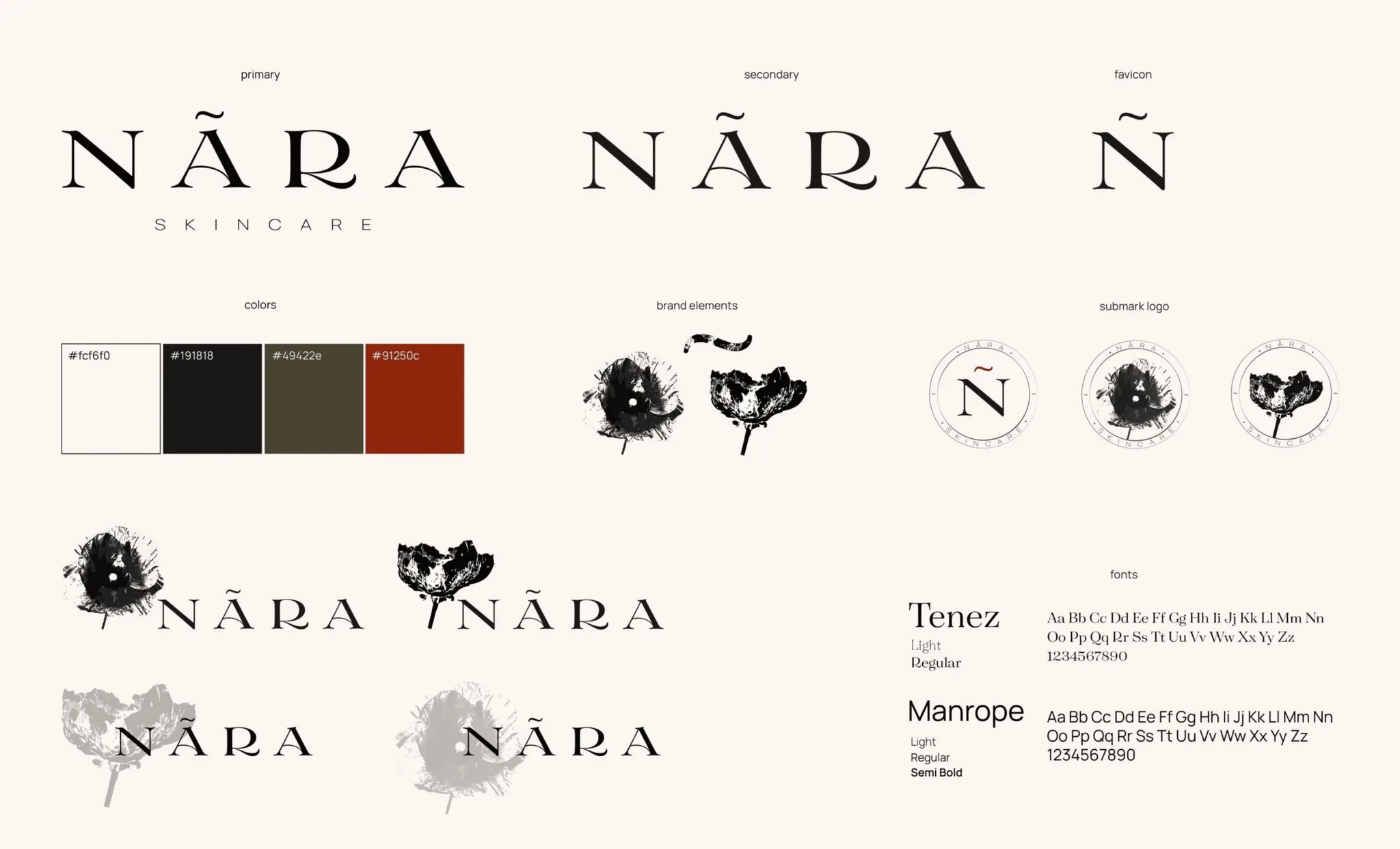 Nãra botanical skincare brand identity, visual 3 of 12