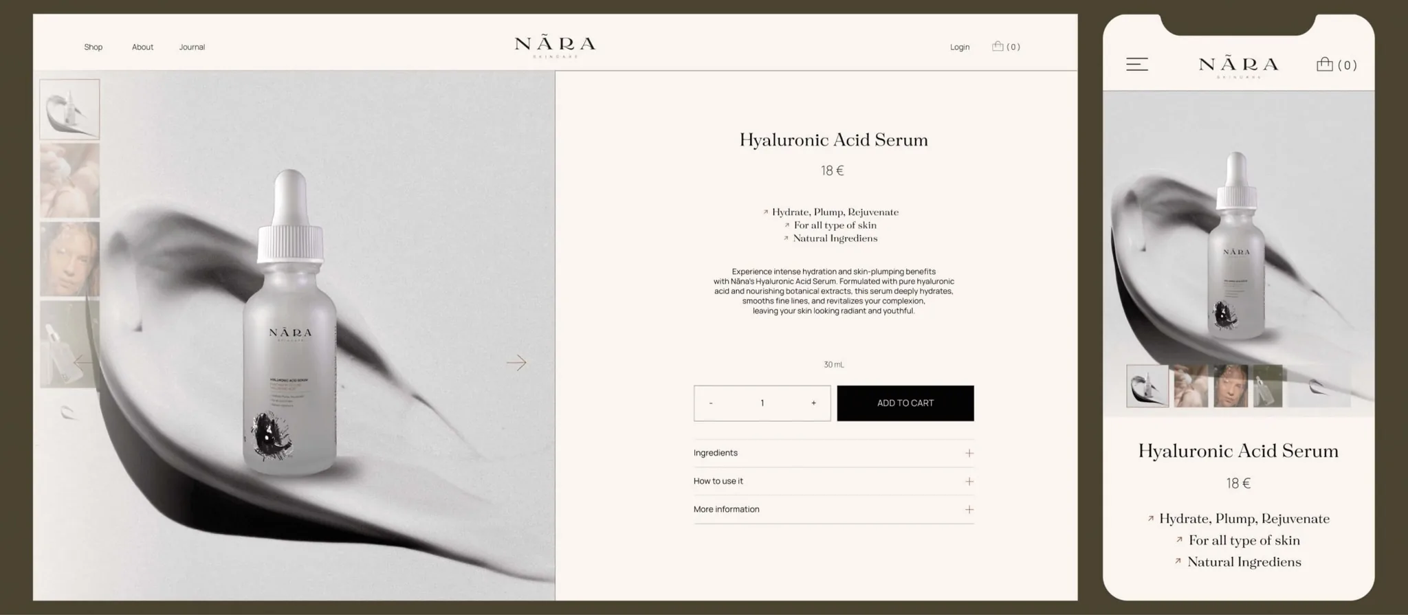 Nãra botanical skincare brand identity, visual 9 of 12